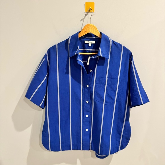 NWT Madewell Oversized Boxy Button-Up Poplin Shirt in Pure Blue, Size S - Picture 6 of 14